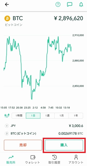 ビットコイン購入画面